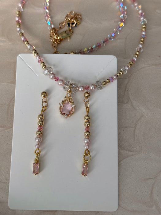 Pearl Crystal Pink Necklace