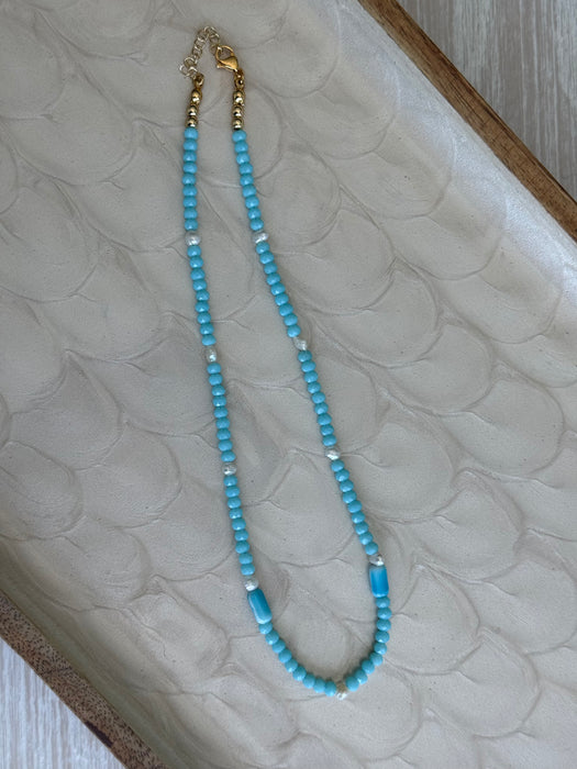 Ocean Blue Pearl Necklace