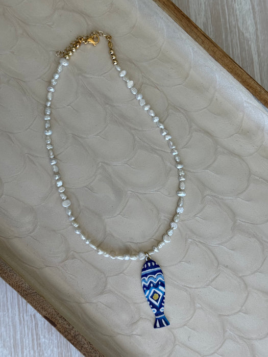 Mediterranean Fish Freshwater Pearl Necklace