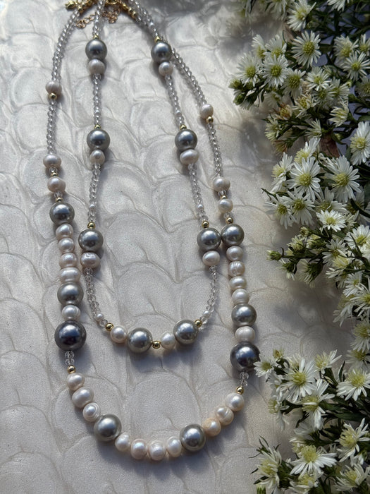 Silver Pearl Necklace (Shorter length)
