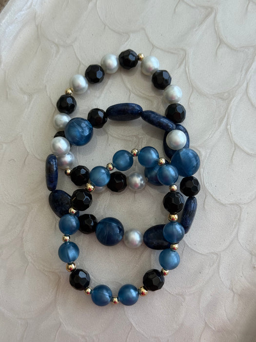 Blue Pearl Bracelet Set